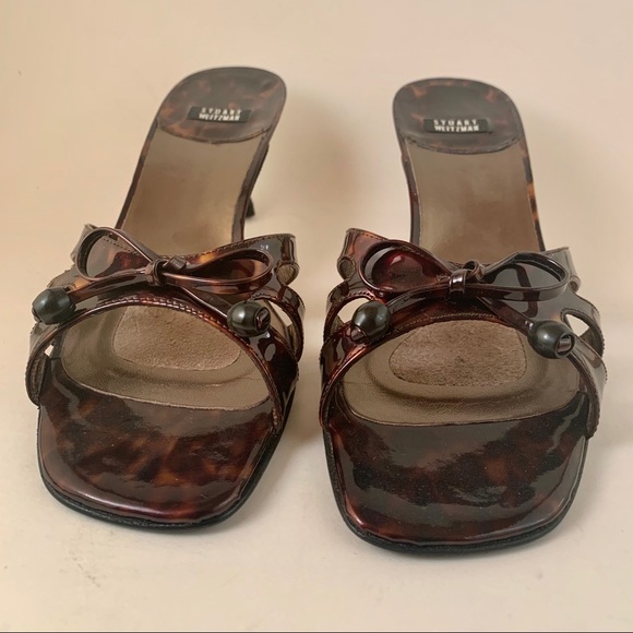 VTG Stuart Weitzman Tortoise Shell Bow Unique Heel - Picture 4 of 7